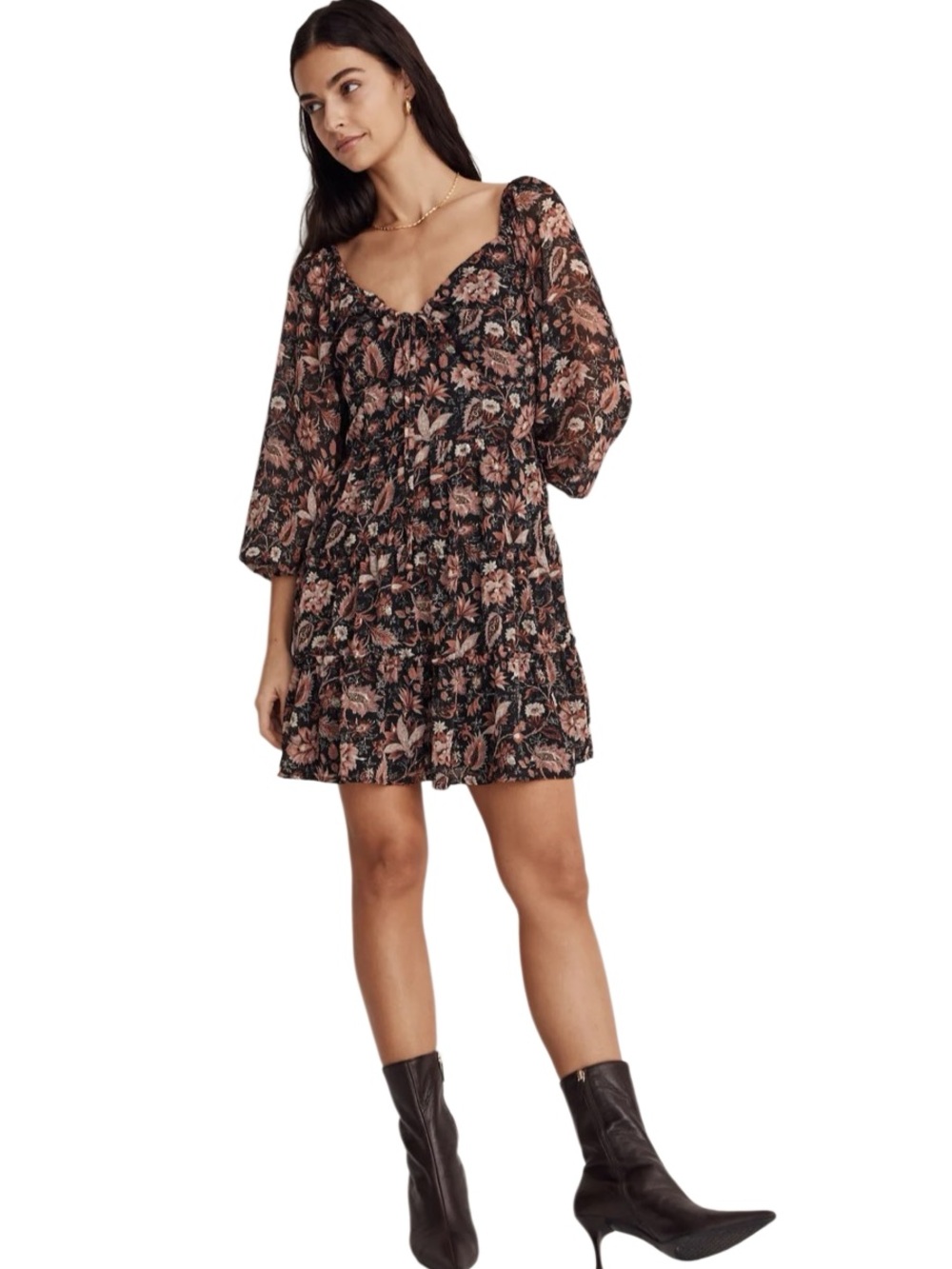 Madewell Amalia Tiered Mini Dress Pampas Blooms Size 0